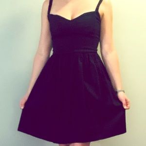 Black full skirt knee length dress